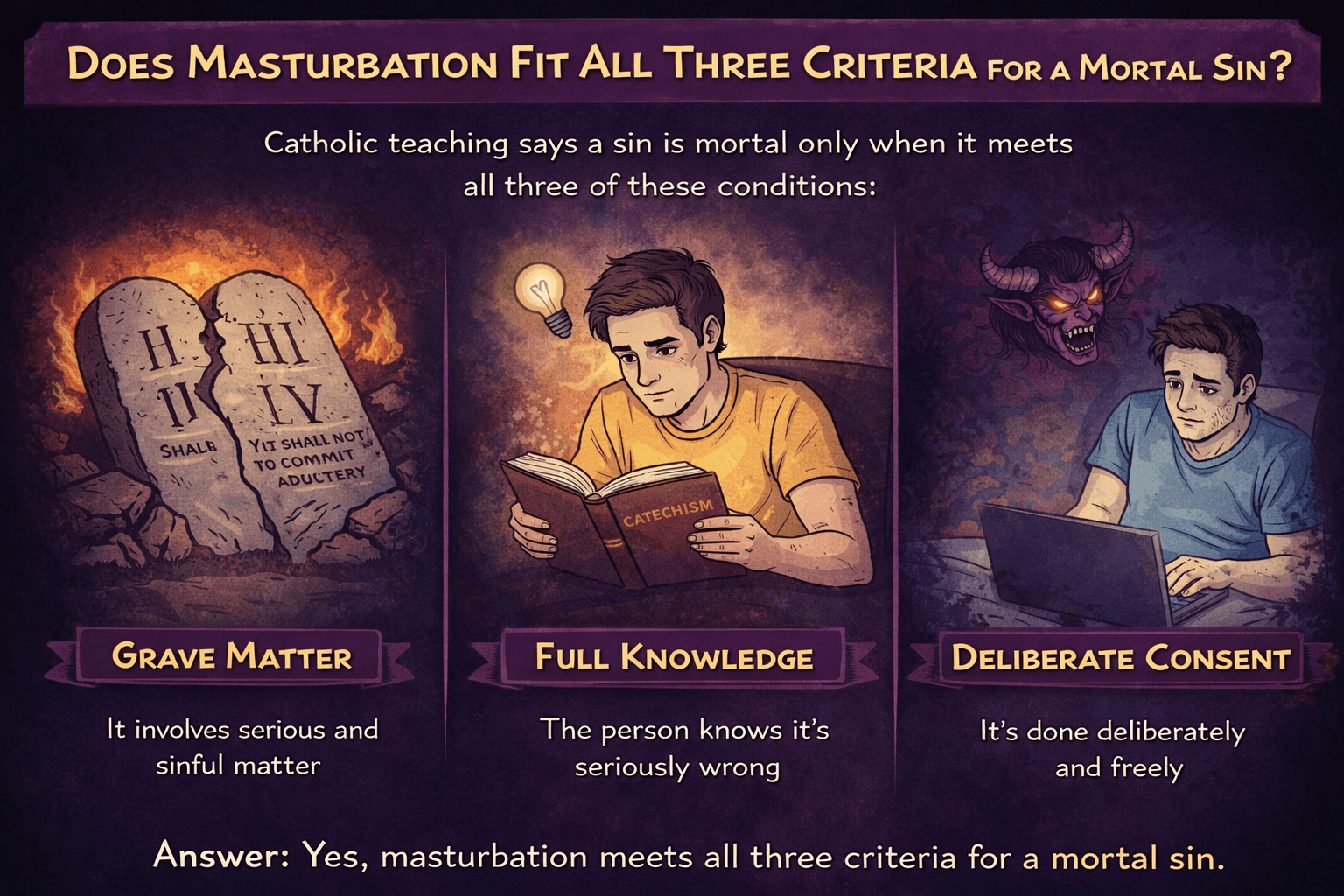 Masturbation fitting the 3 criteria for a mortal sin