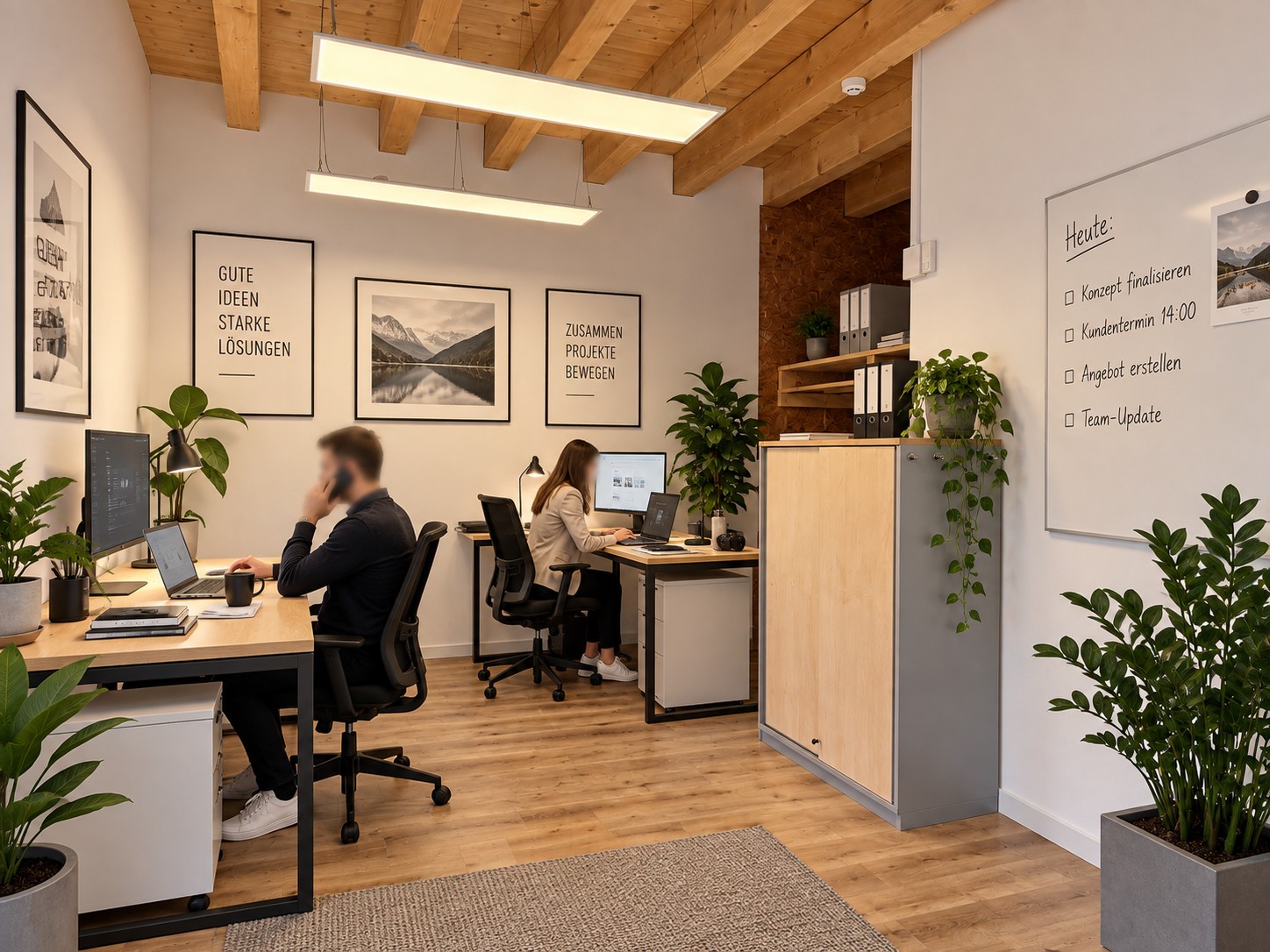 Nutzungsvisualisierung der Bürofläche mit Arbeitsplätzen