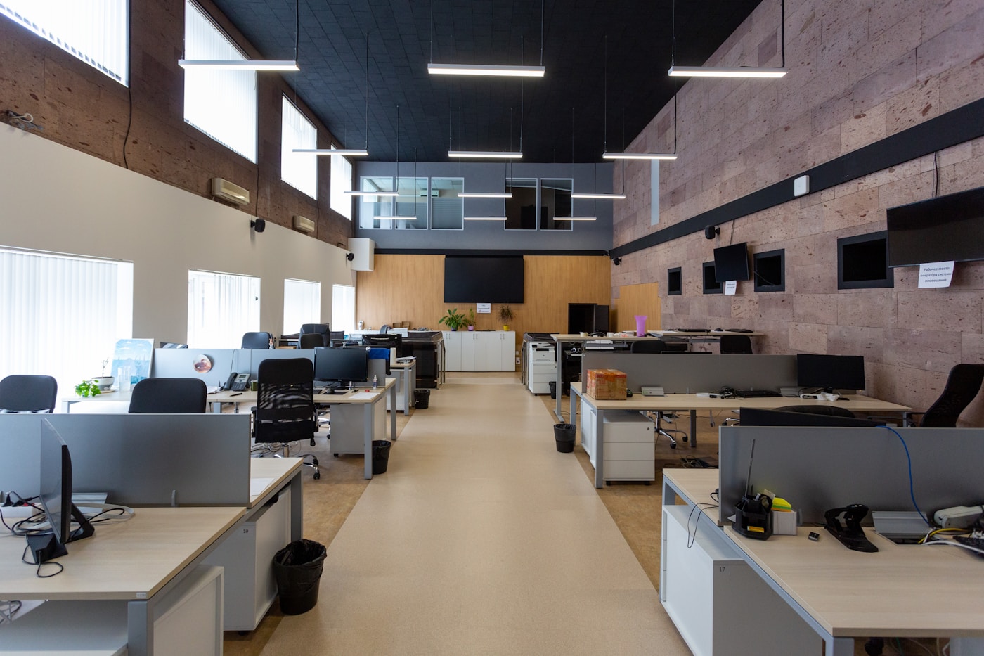 Completed open-plan commercial office interior
