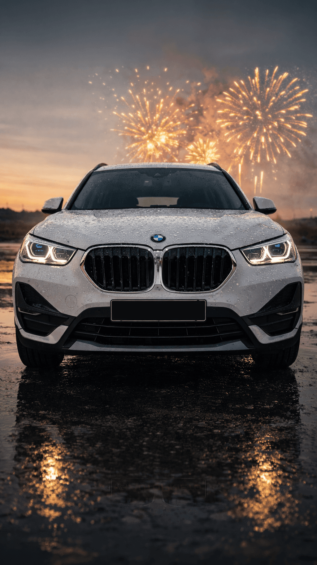 Drone shot of a running track at night