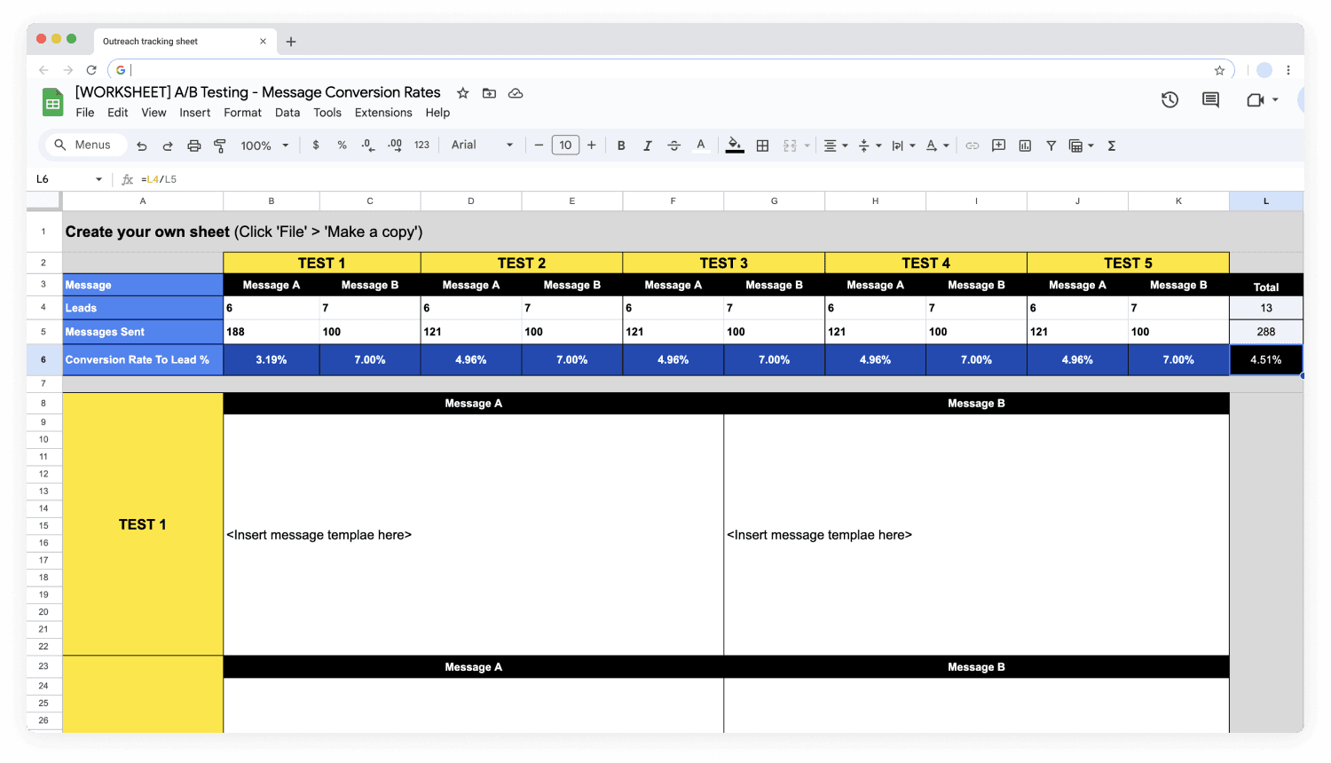 growthgain testing sheet