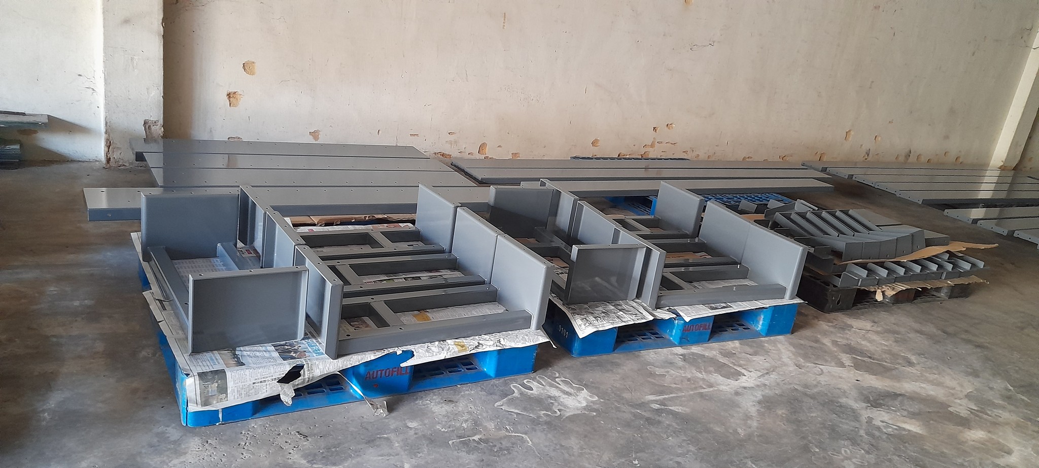 Structural fabrication of the industrial equipment framework in the Malaysia workshop.	