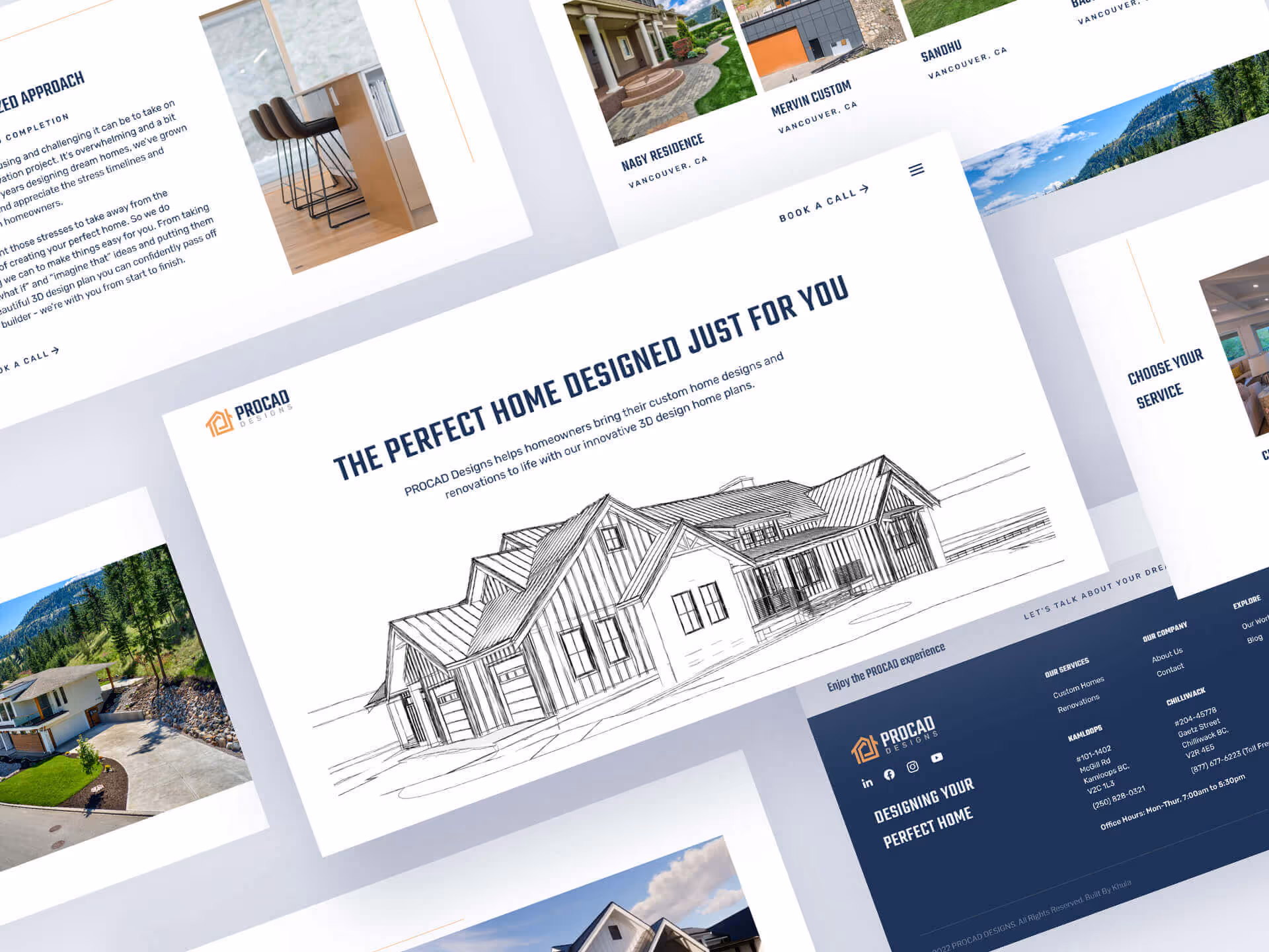 PROCAD Designs website section highlighting pERFECT nOME dESIANES jUST