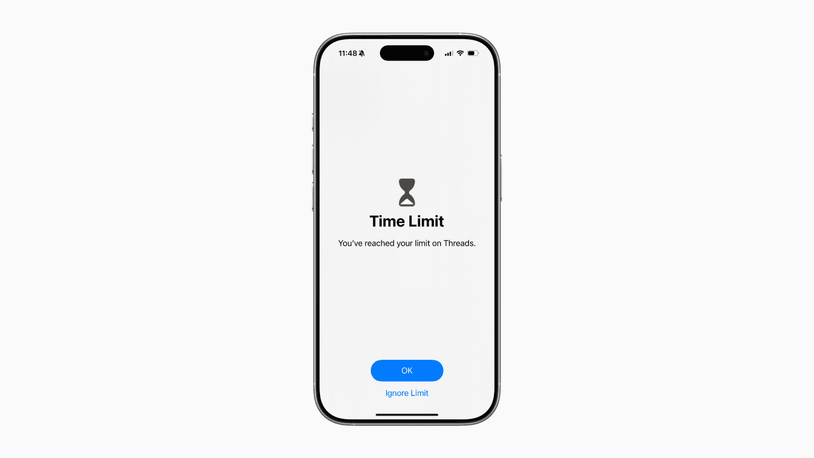 iPhone displaying screen time limit reached