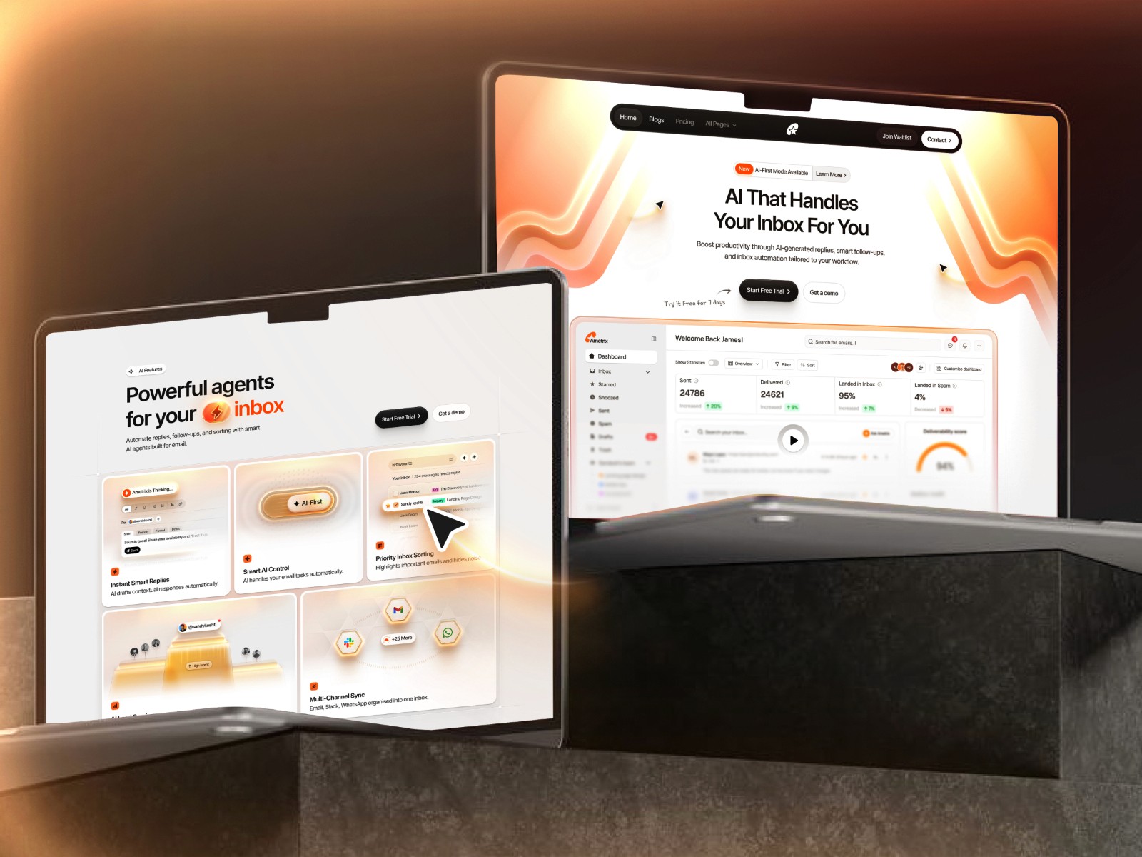 Ametrix — 专业渐变 AI 产品官网设计灵感