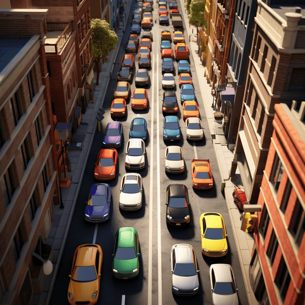 Cars on a 4 lane road