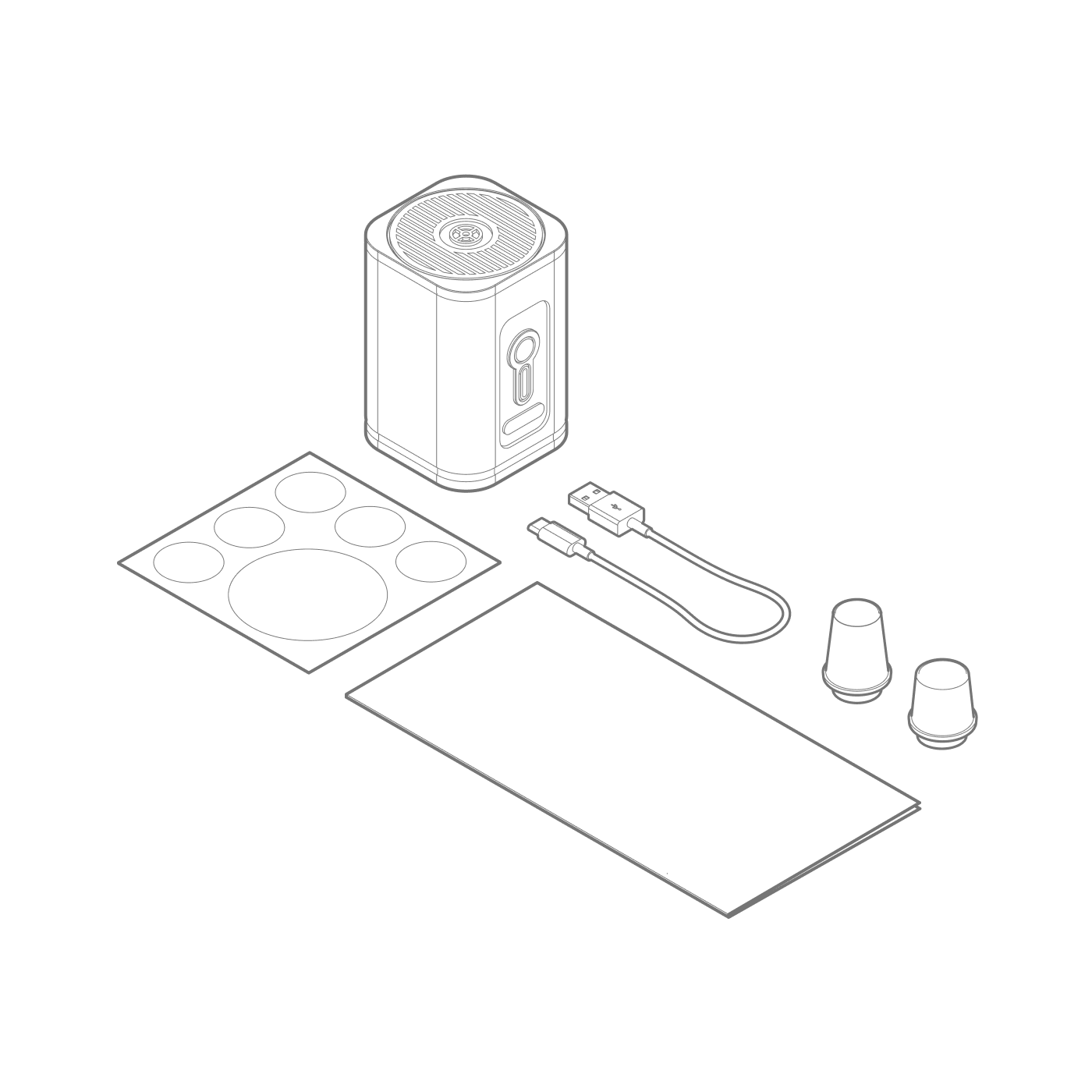 Illustration of accessory kit for Oliver James luxury pool floats — includes air pump, charging cable, valve adapters, and repair patches for premium maintenance and convenience.