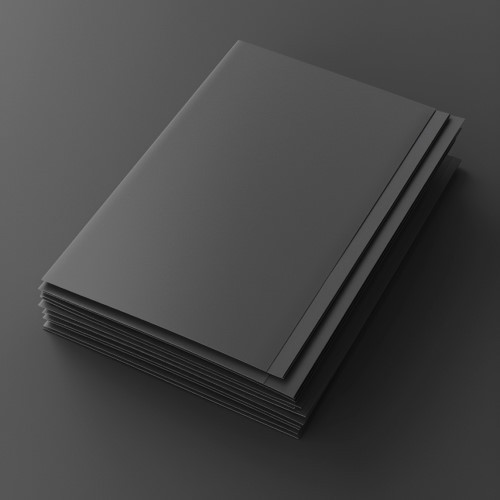 Visualisierung einer Print Broschüre in dunkelgrau.