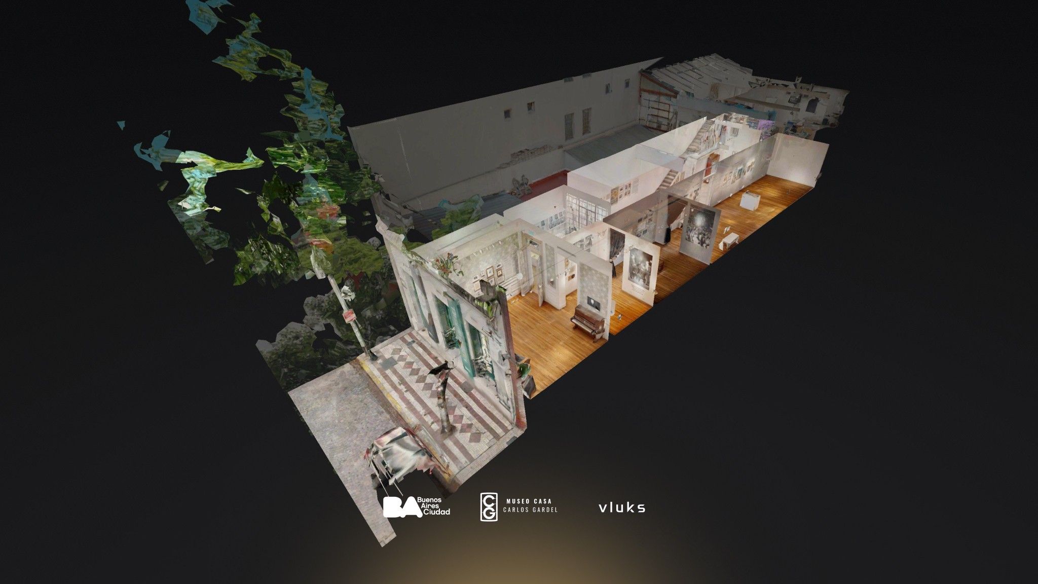 Hero image featuring a greyscaled communication platform on an abstract background.