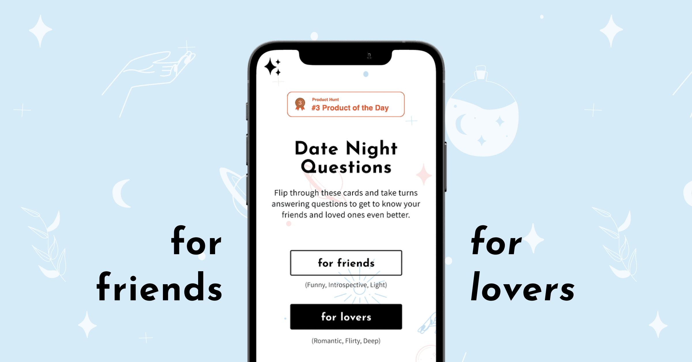 Date Night Questions app on a mobile phone