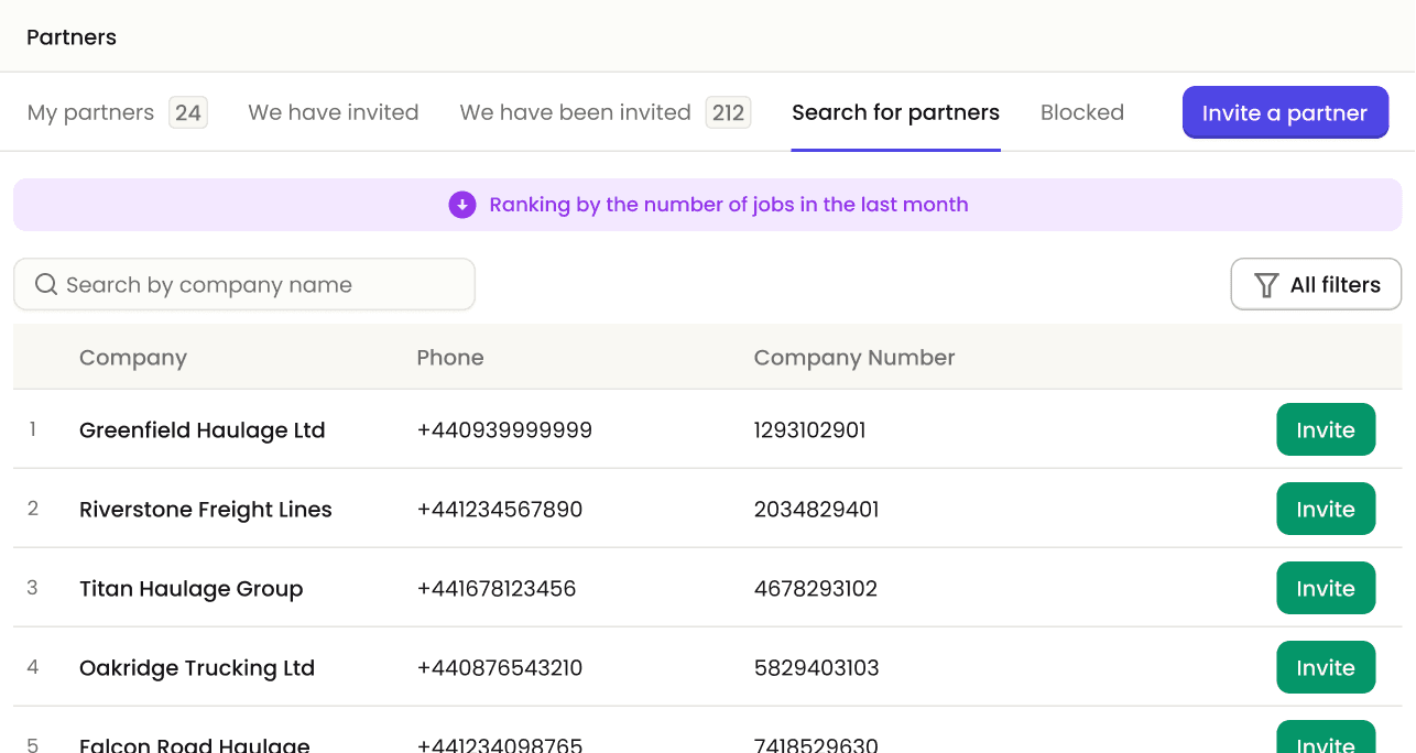 freight management software interface