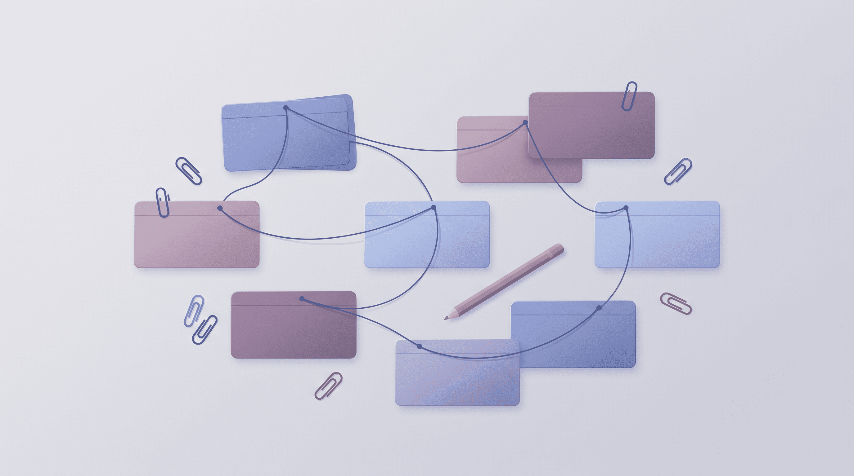 Index cards connected by thread