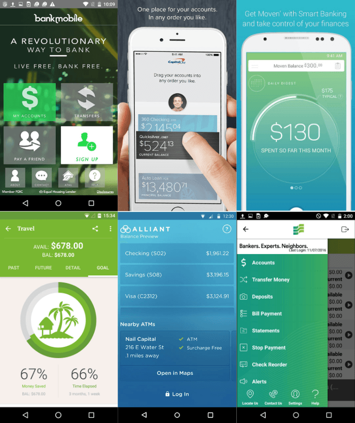 Multiple screenshots showing how data and finances are handled in a mobile space.