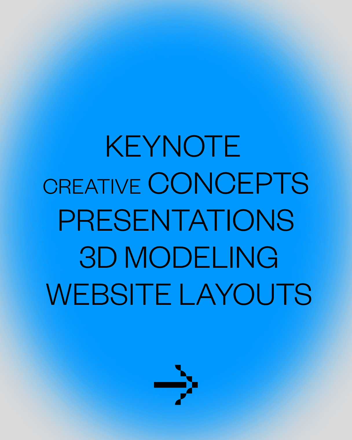gency services poster featuring Keynote, Creative Concepts, Presentations, 3D Modeling, and Website Layouts.