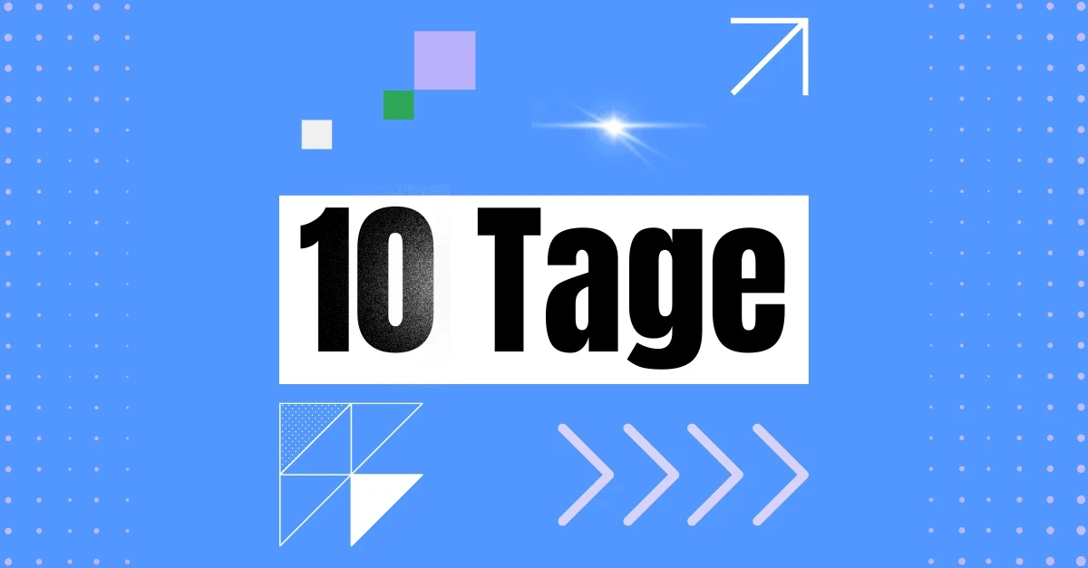 NOAVIA 10-Tage-Sprint für Prozessautomatisierung: Leuchtende Neon-Zahl 10 mit Geschwindigkeitsstreifen symbolisiert die schnelle Umsetzung von Genehmigungsworkflows, E-Rechnungs-Empfang und automatisierten KPI-Dashboards in nur zehn Tagen.