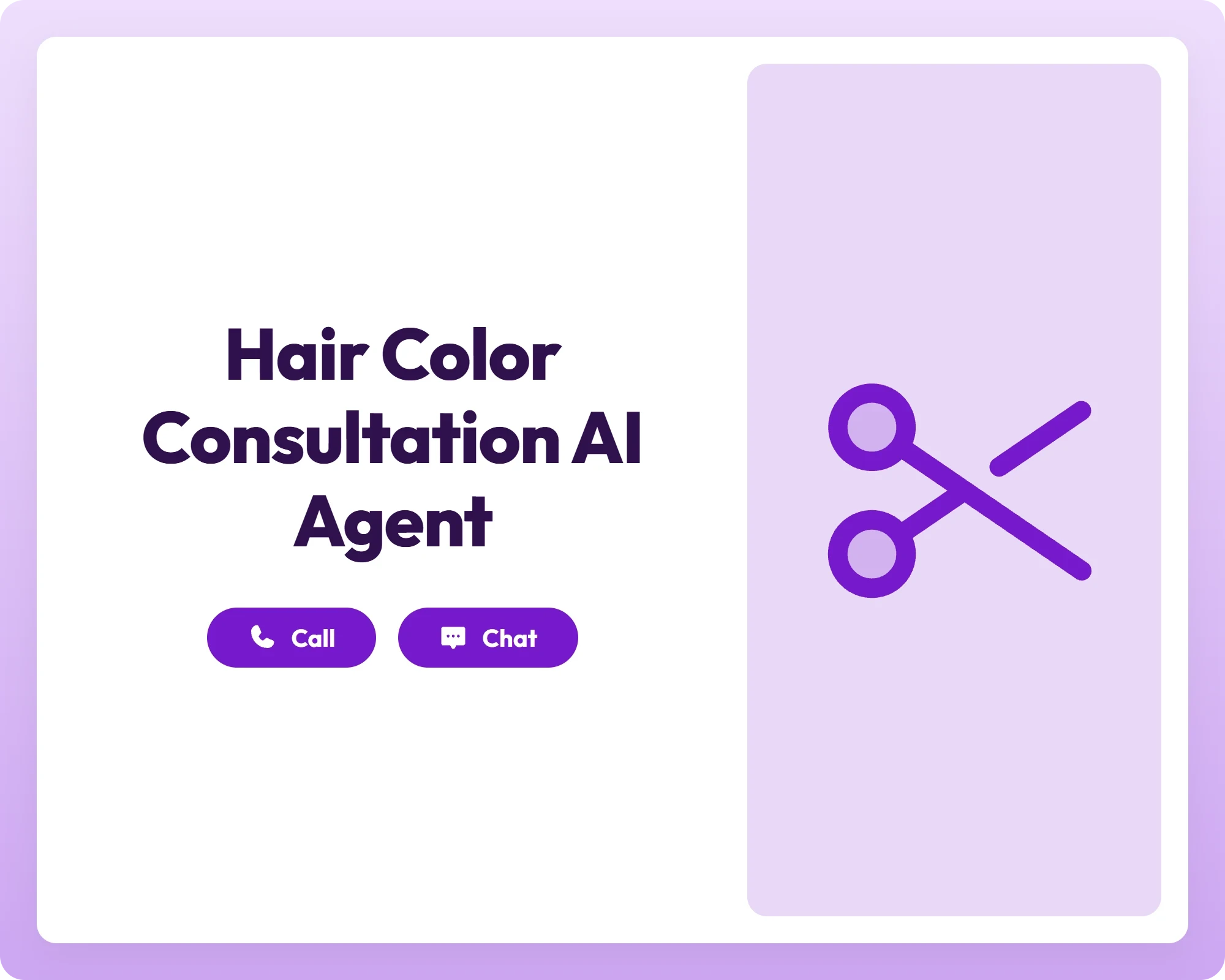hair color consultation ai agent supports call and chat with a clipboard icon panel