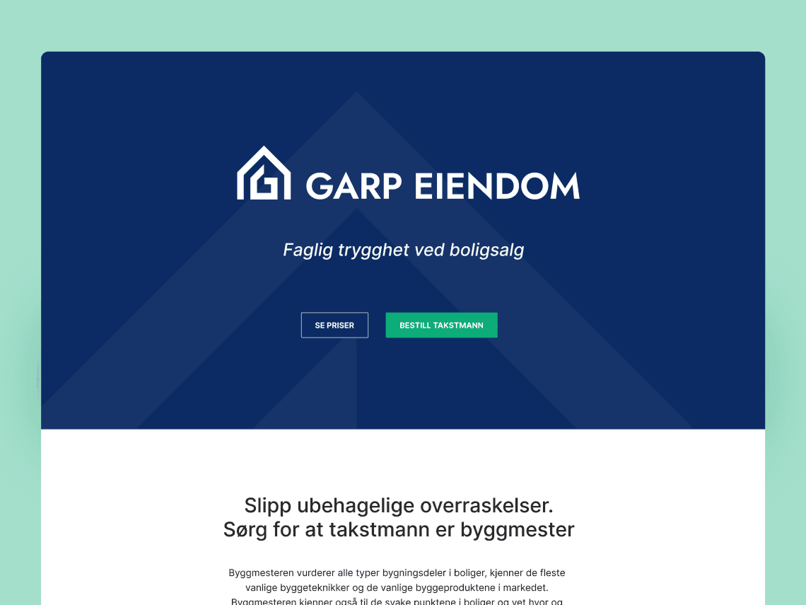 Illustrasjon, nettside gar-eiendom.no