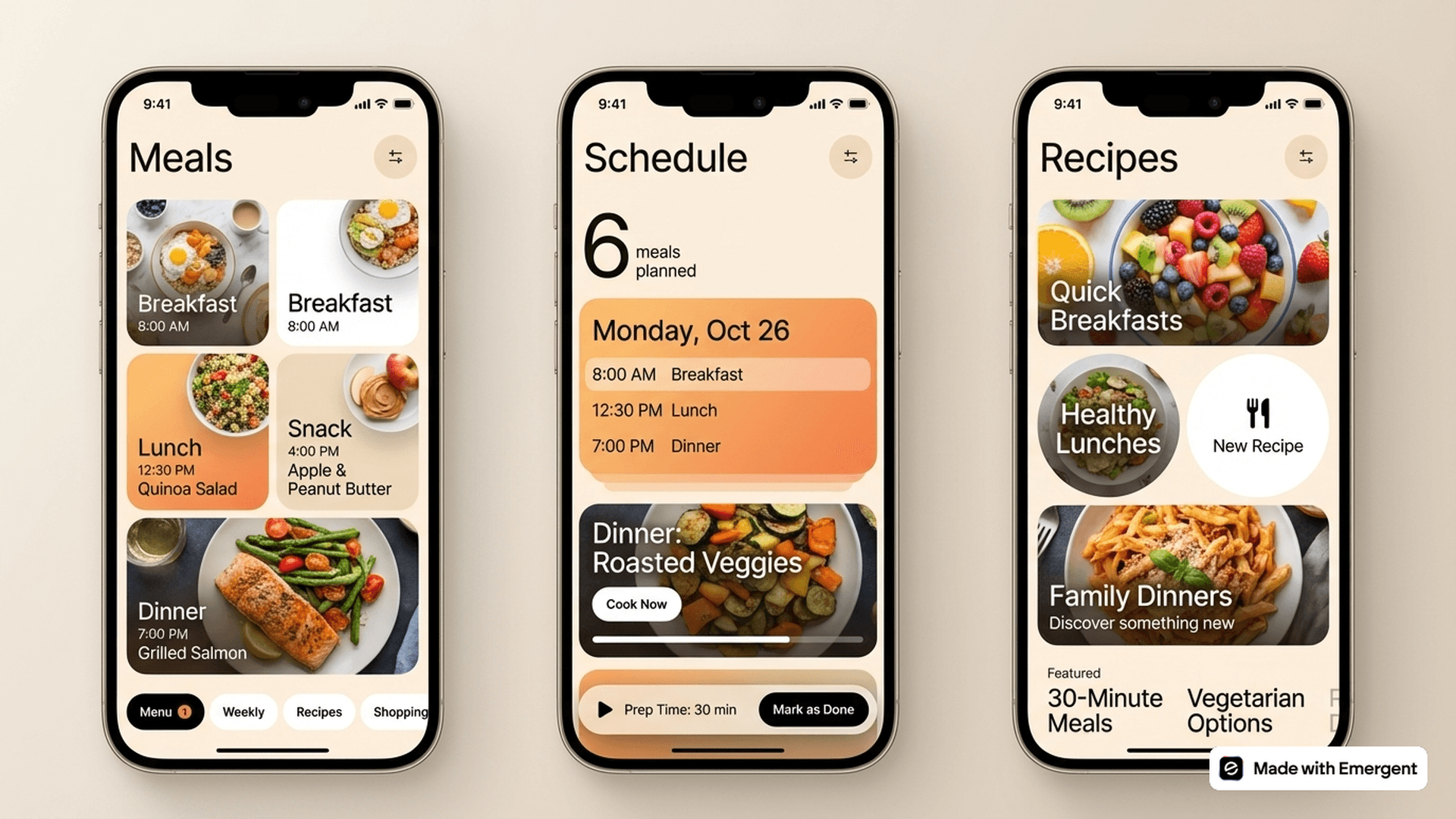 Meal Schedule App Made with Emergent