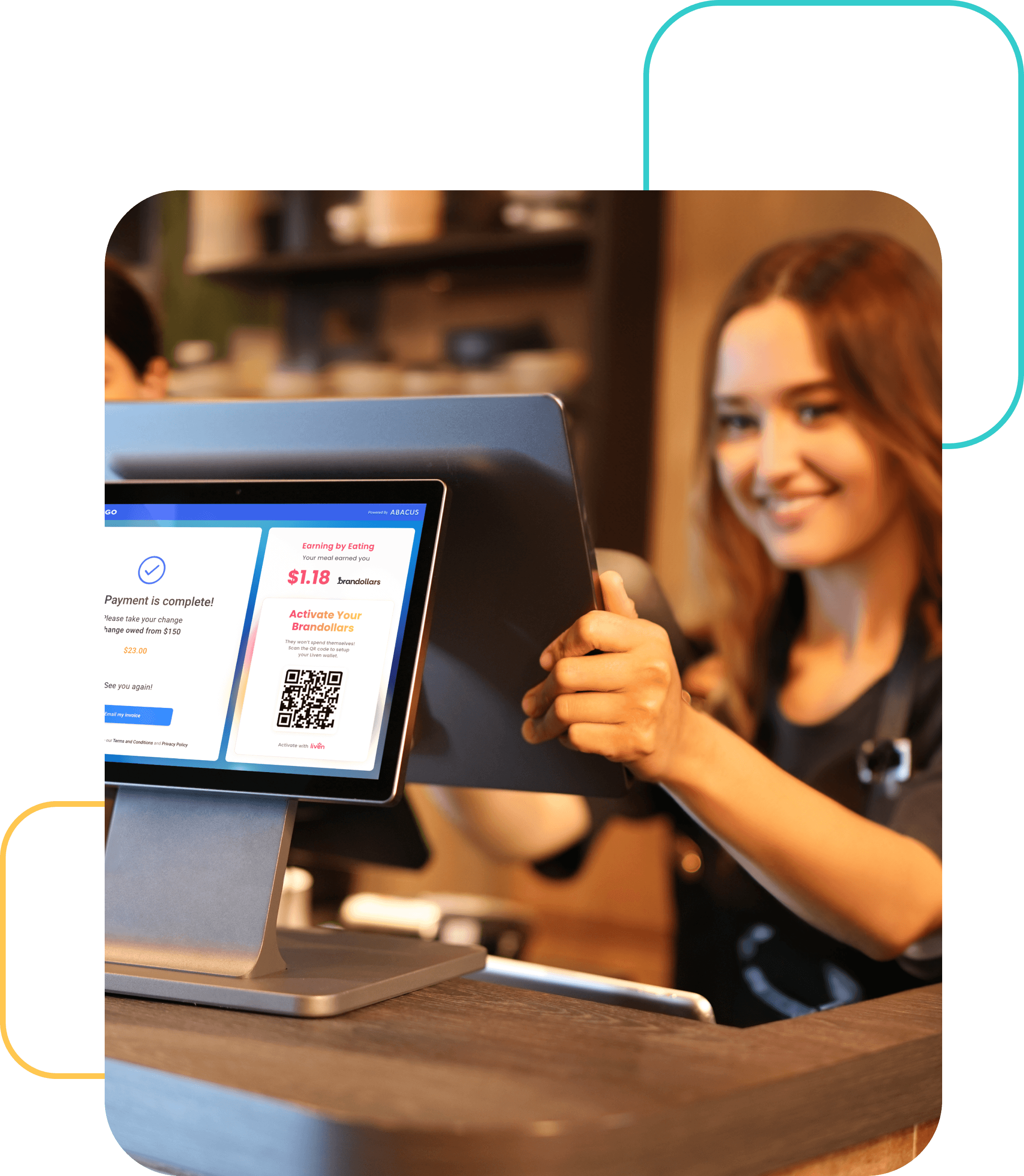 Happy expression of the employee when using Abacus Point of Sale Systems
