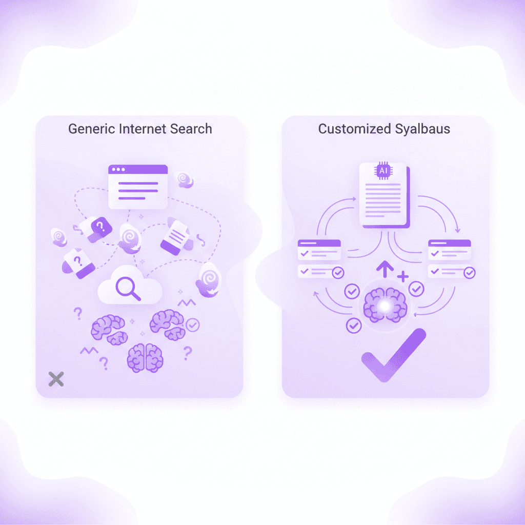 Customized study materials based on class notes versus generic public flashcards.