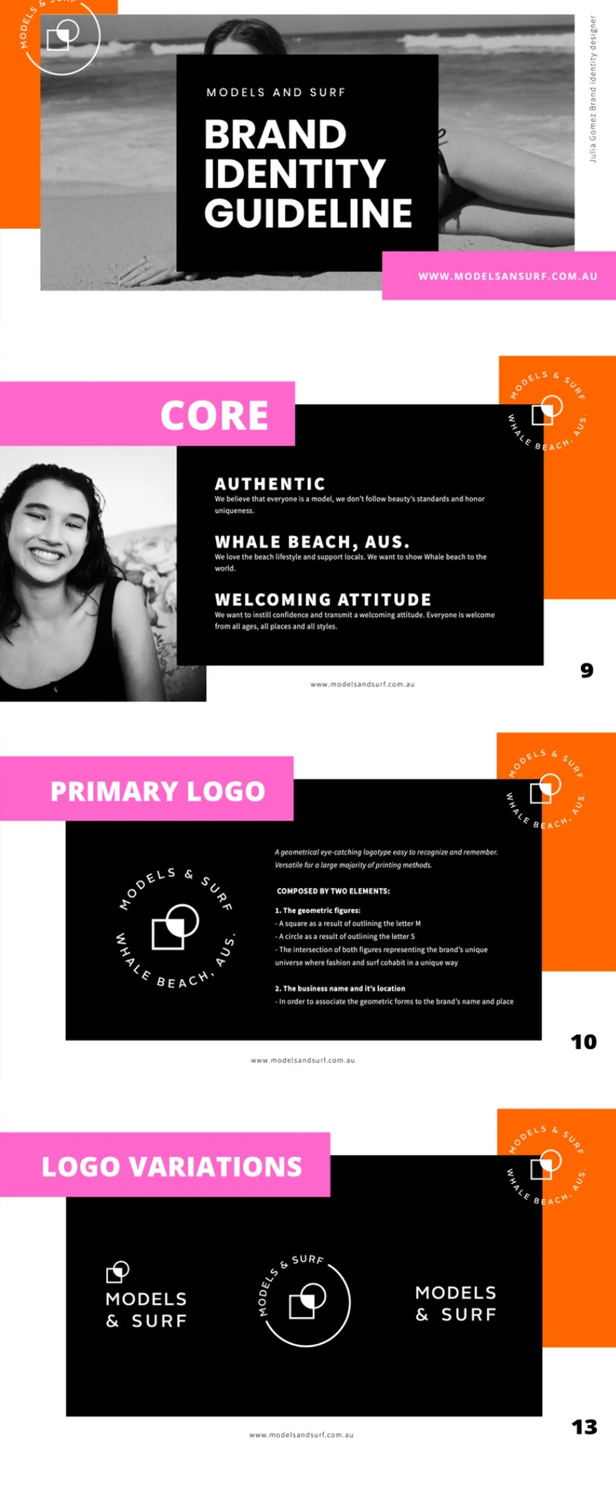Brand Guidelines extract for Models and Surf by Juli Gomex