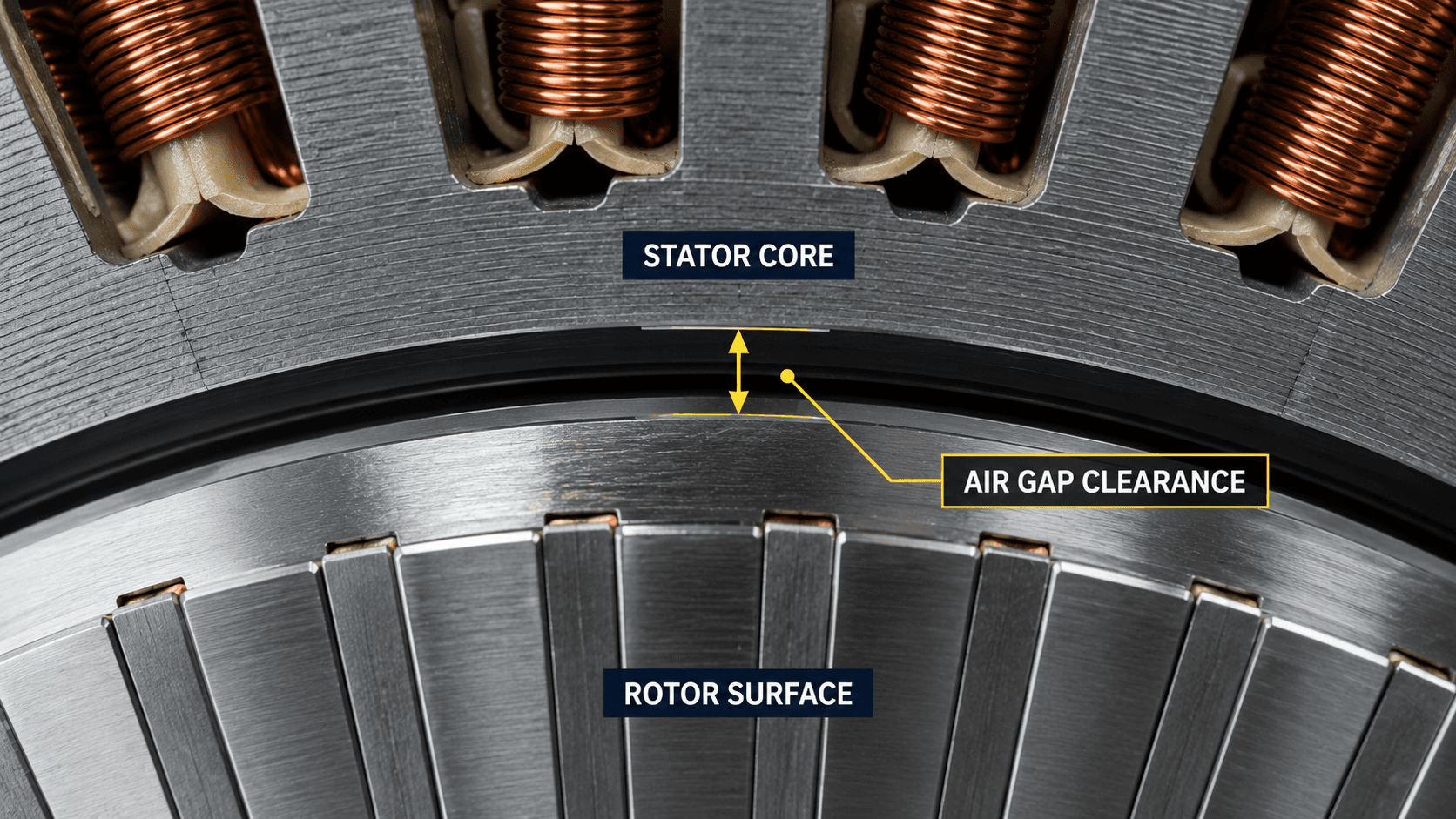 air gap clearance between stator bore and rotor surface