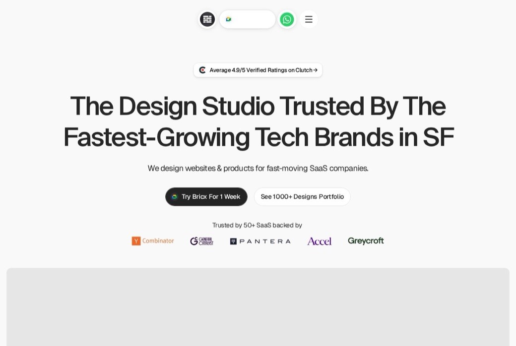 Bricx homepage and product design work