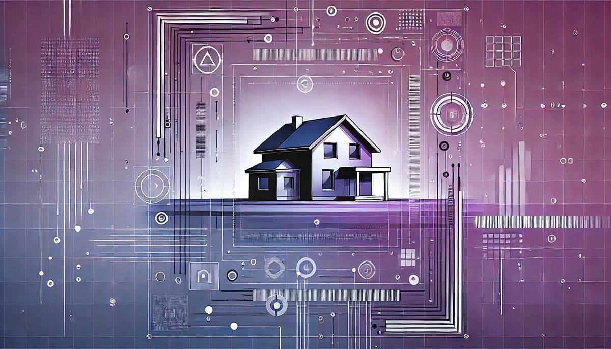 AI-powered real estate and property technology illustration.