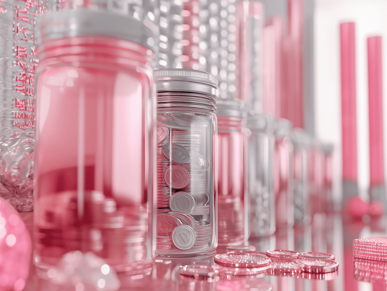 Jars filled with coins, giving a sense of organization and financial planning