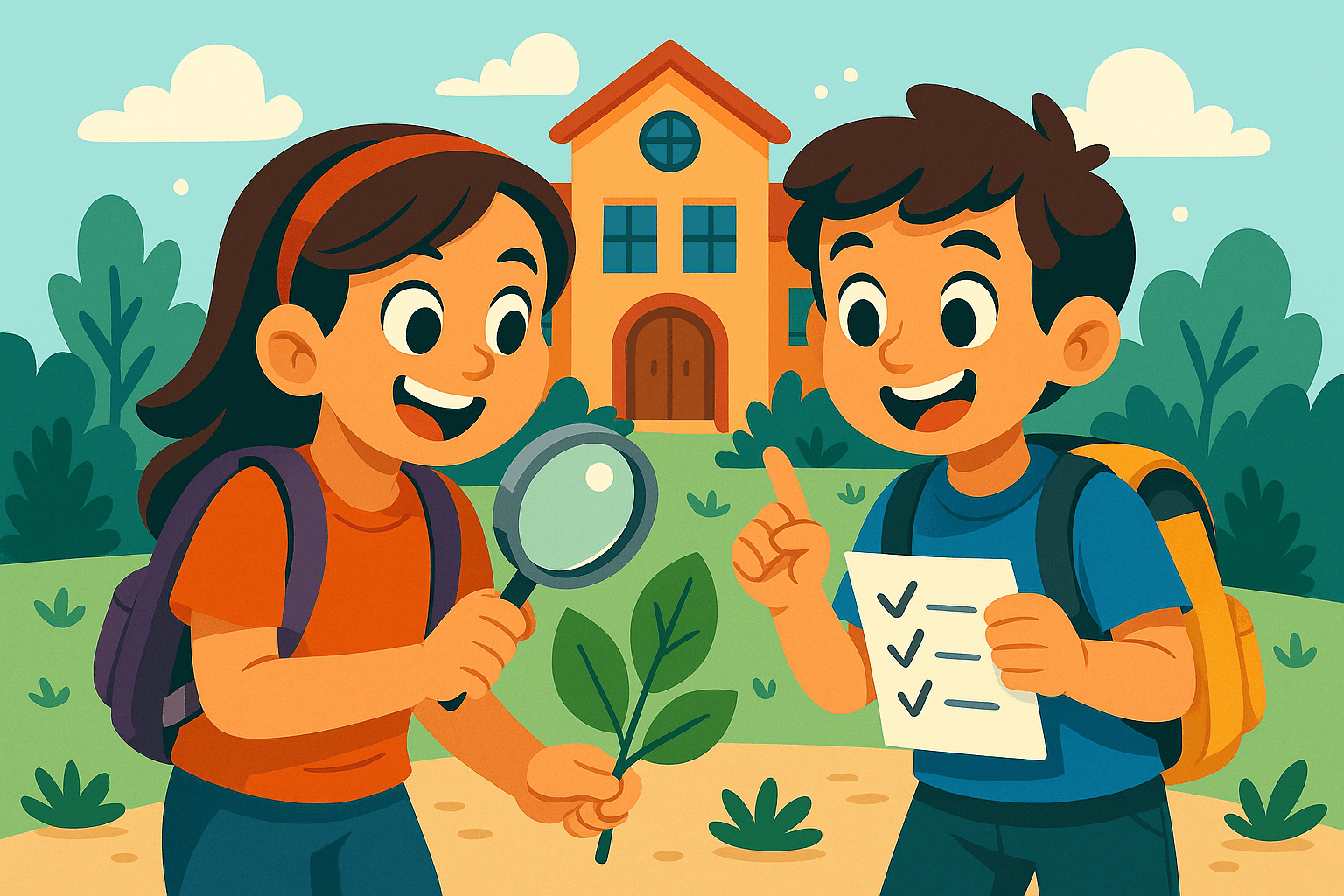 Kids that are excited to do their back to school Scavenger Hunt with Seeker