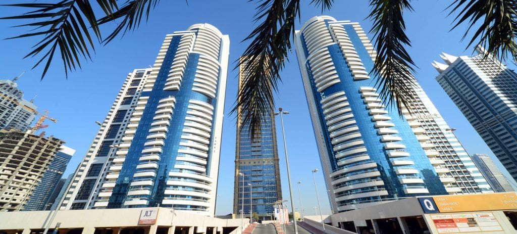 Modern skyscraper views in JLT. Our real estate agency offers exclusive units in Saba Tower 1 and nearby.