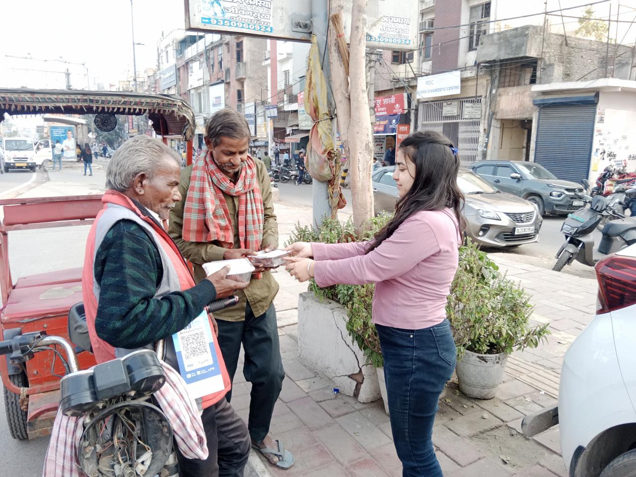 girl in white and pink dress with face mask