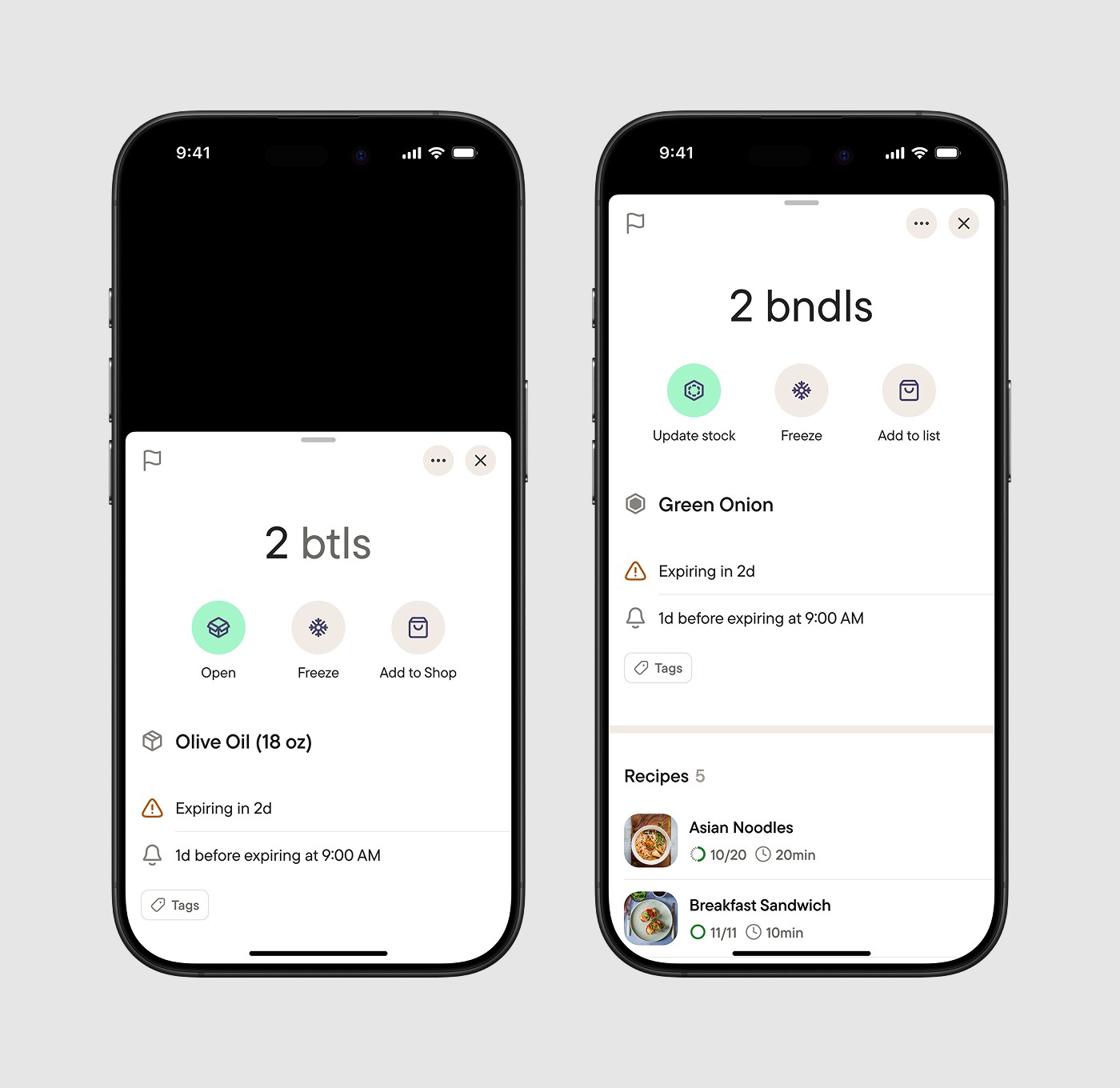 Item Details (Inventory) screen - Medium and Large Detents.