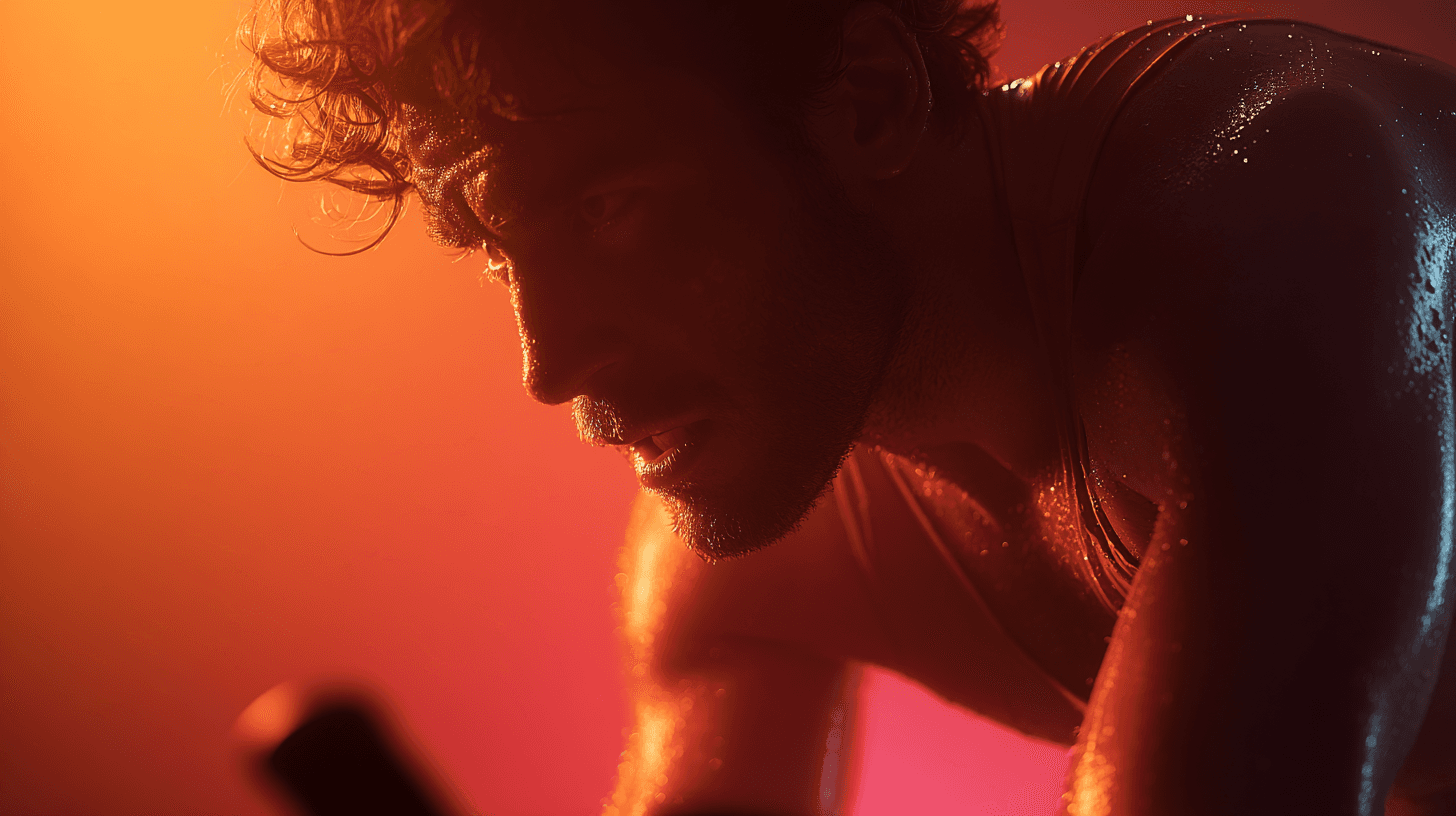 fitness portrait people working with gym equipment, looking slightly upward confidently