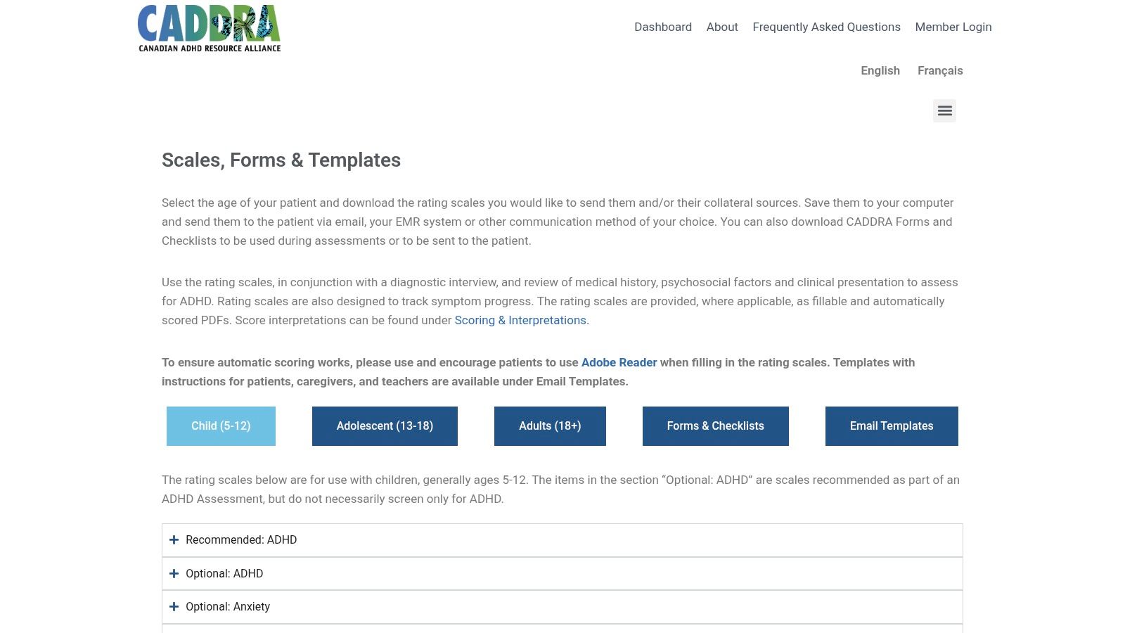 CADDRA – ADHD TrEAT (Scales, Forms & Templates)