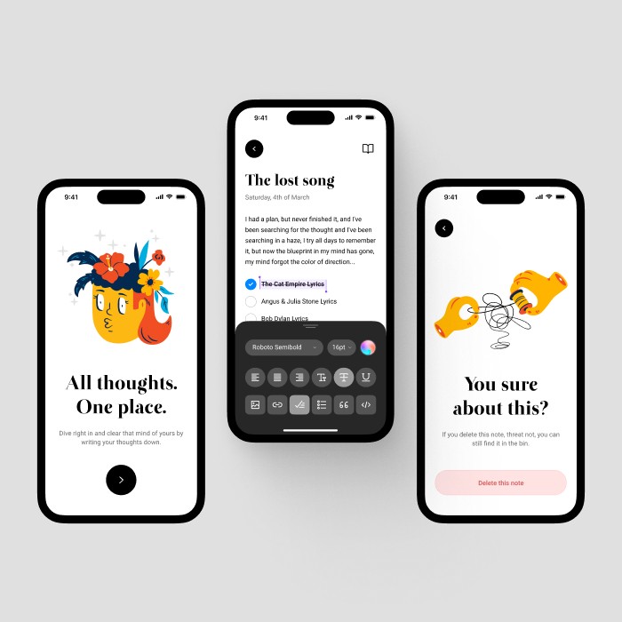 note taking mobile app ui design figma