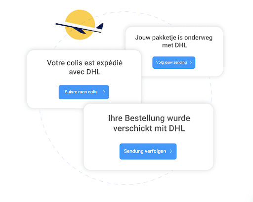 Multilingual track and tracing emails.