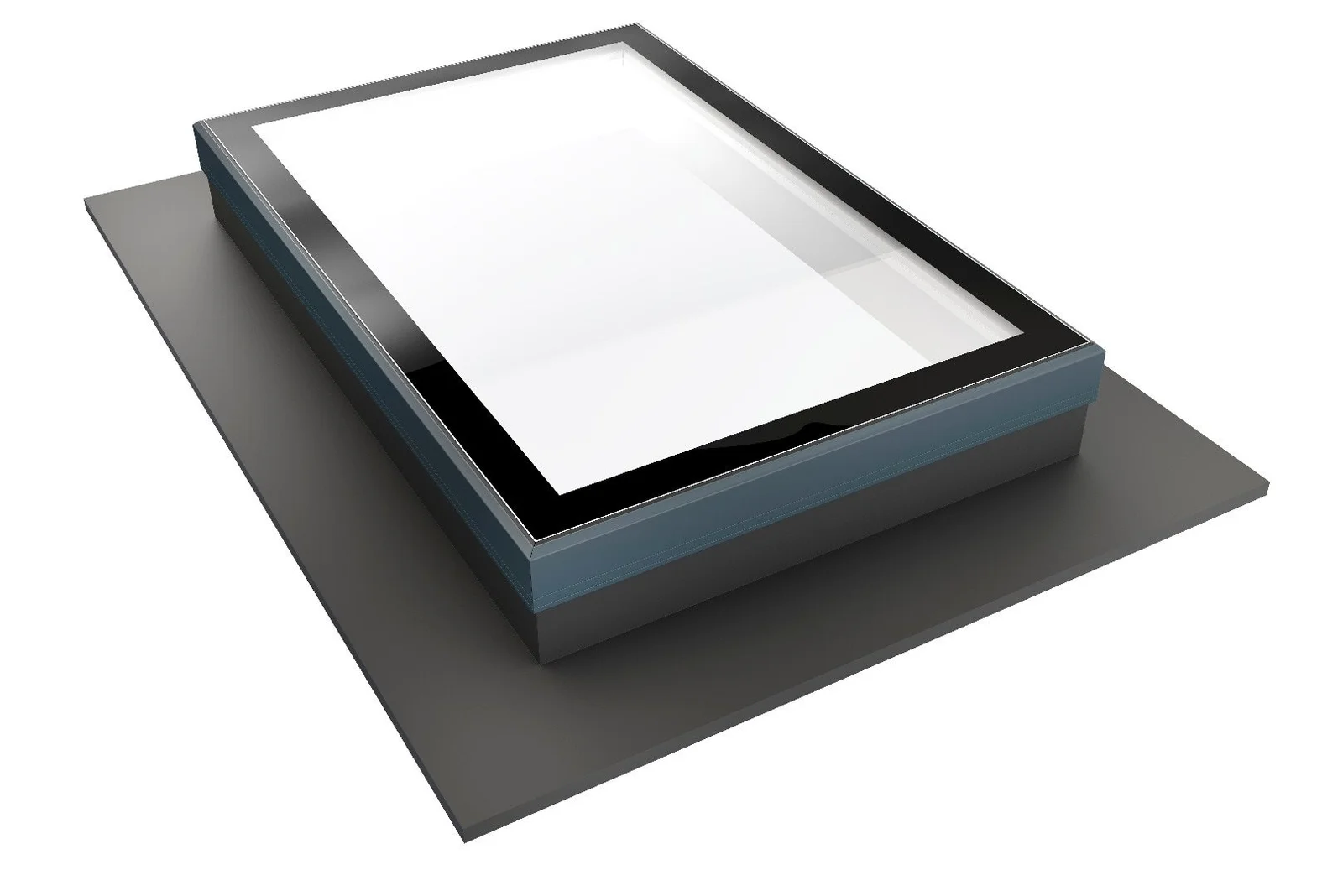 An Aliver flat aluminium rooflight with a concealed fixing system, seen from above