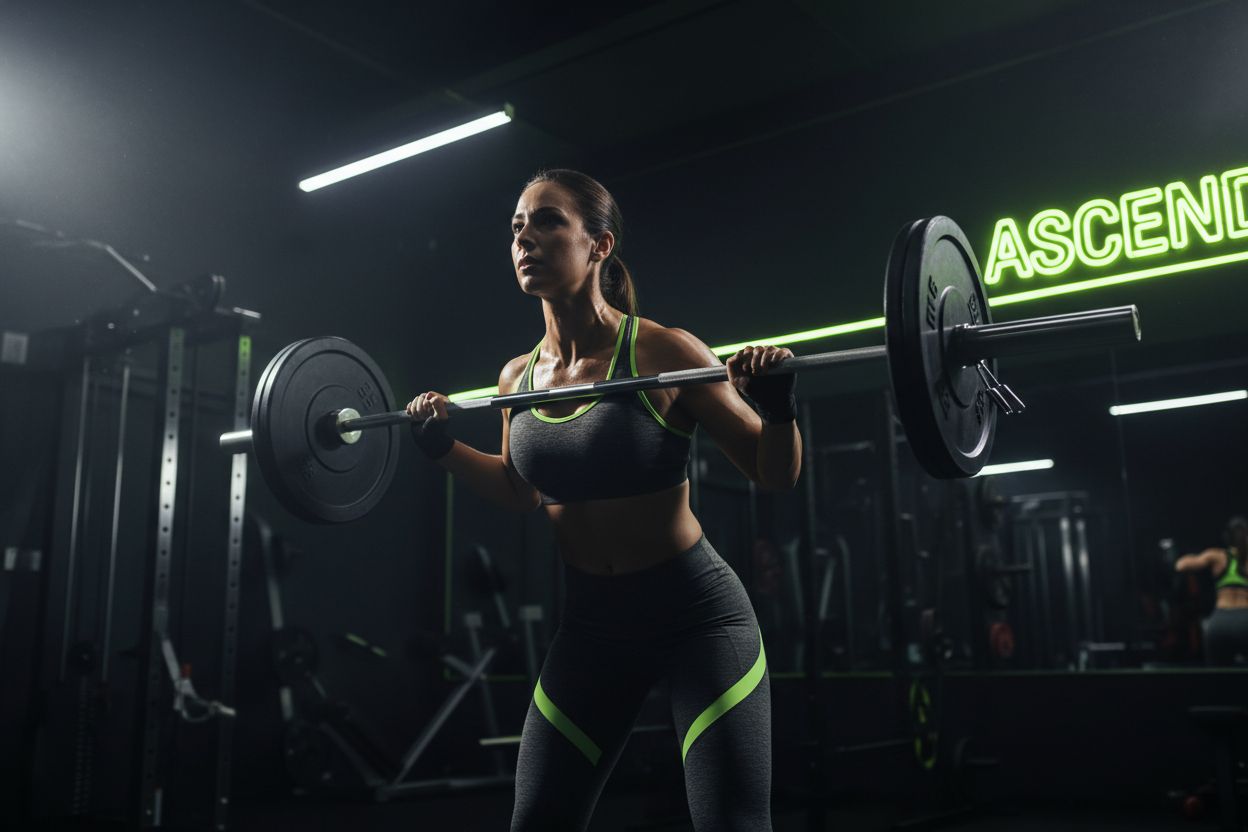 A woman doing strength training in the gym