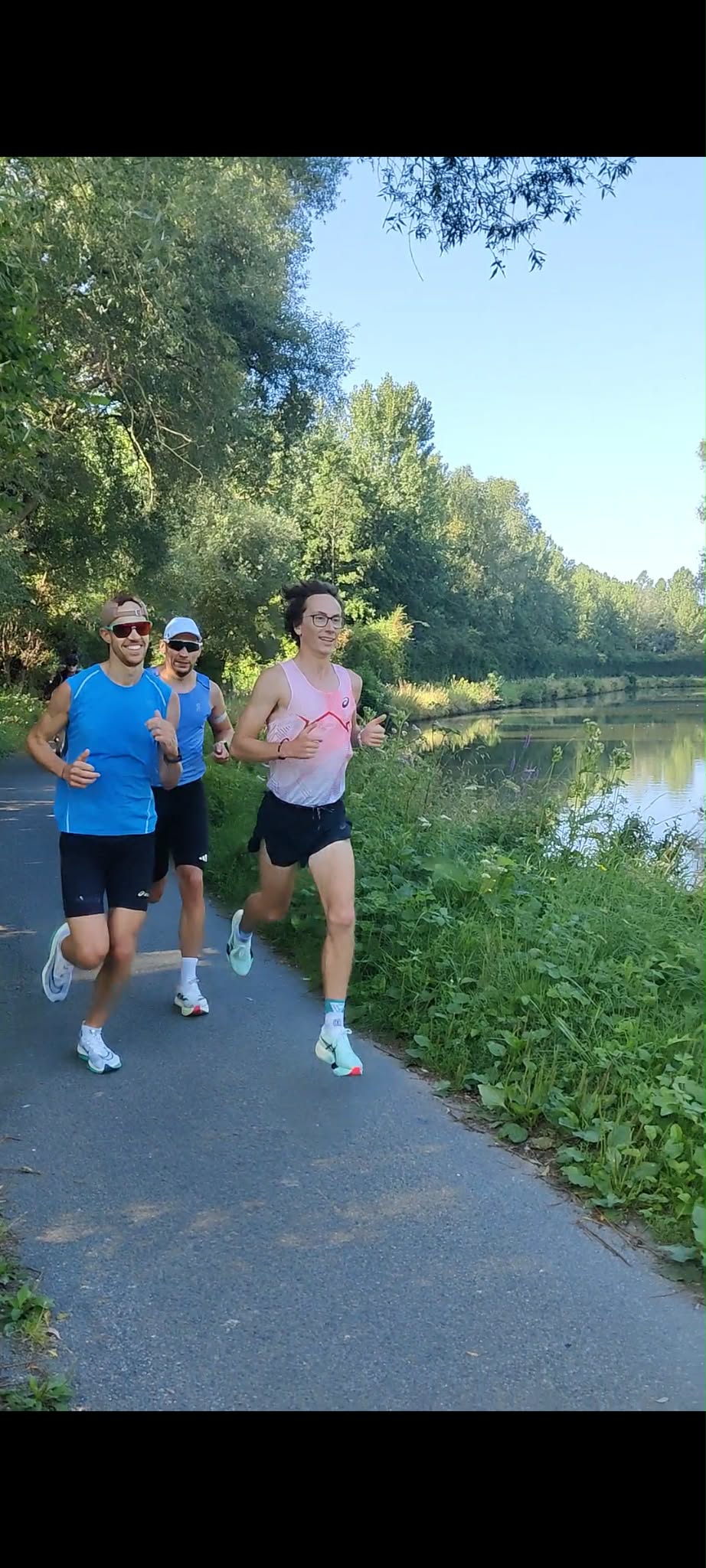 Athlete winning a race