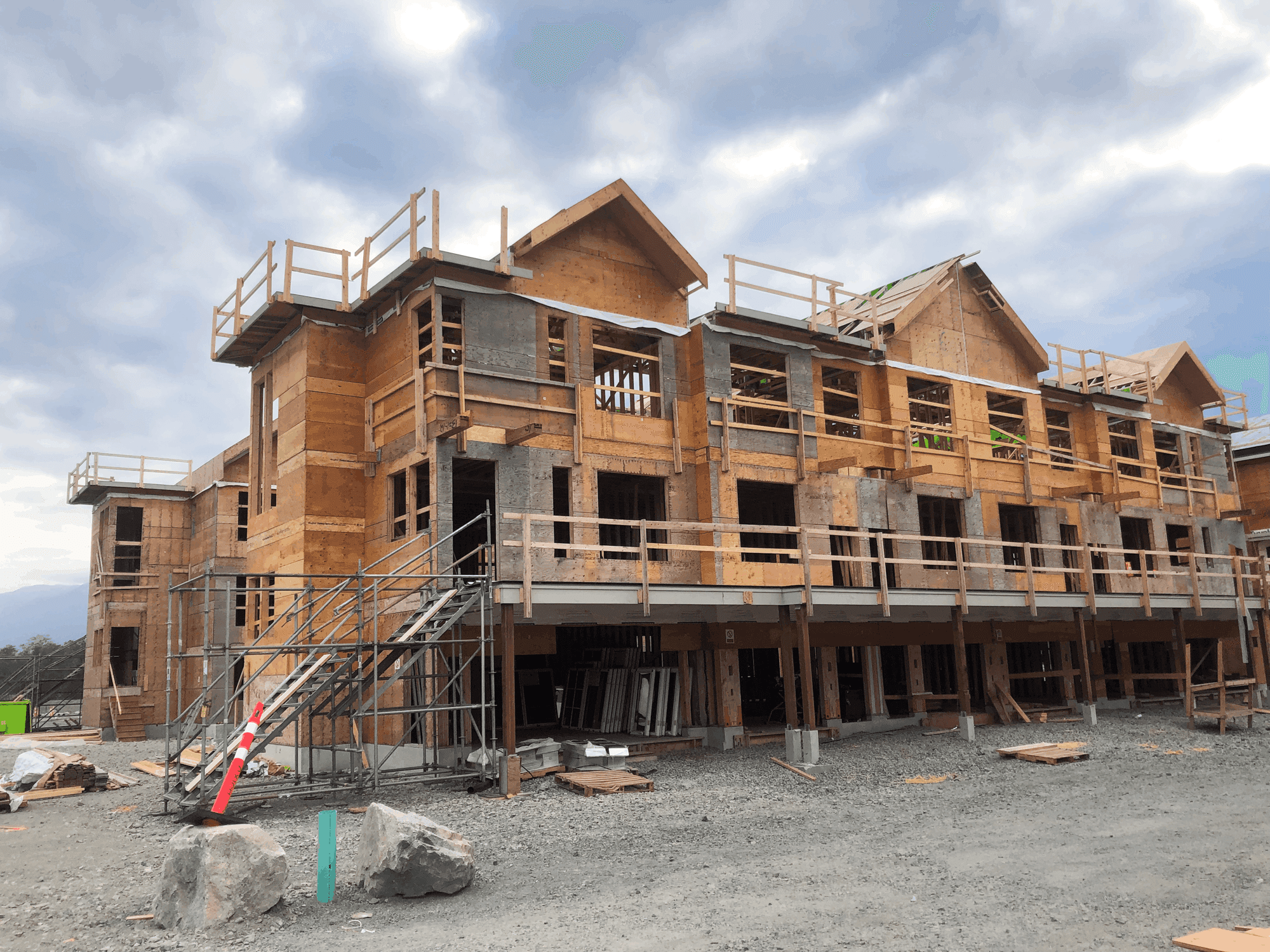 exterior shot of townhome construction process