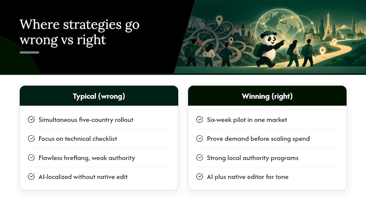 Where international SEO strategies usually go wrong — overview diagram