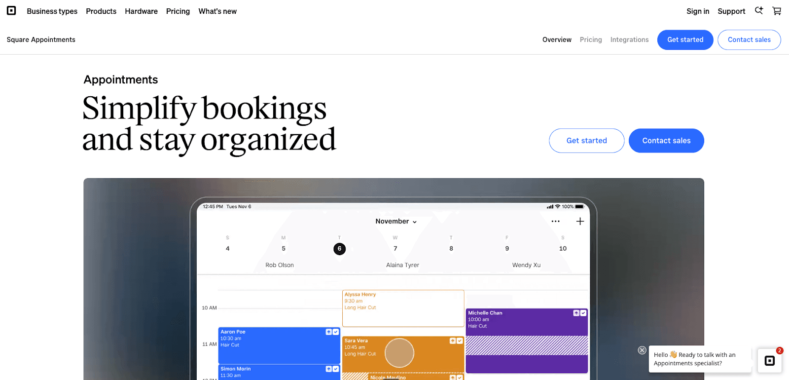 Square Appointments homepage