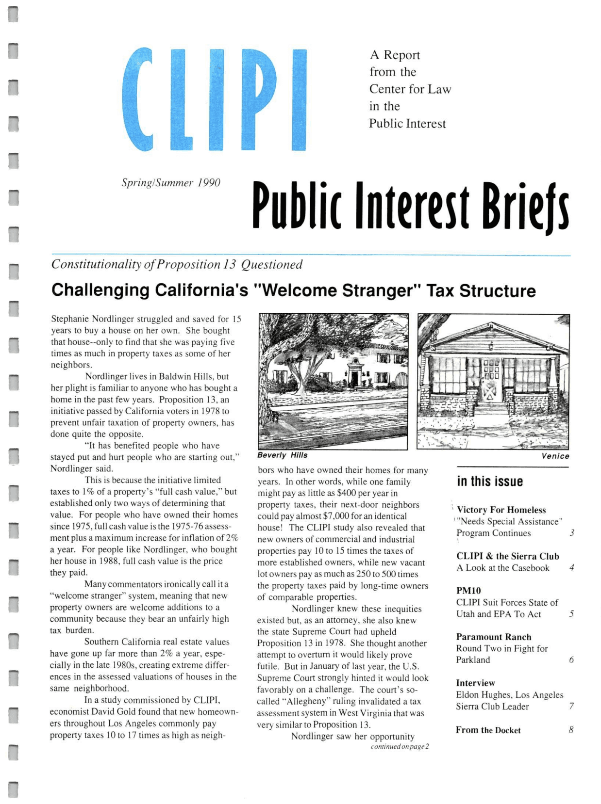 Cover of Center for Law In The Public Interest's Quarterly Report, Summer 1990 Edition Public Interest Briefs