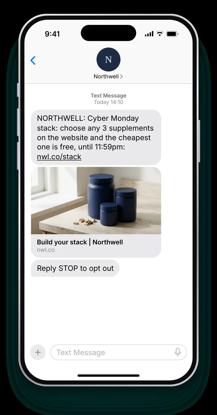 Pick three, the cheapest is free Cyber Monday text on an iPhone