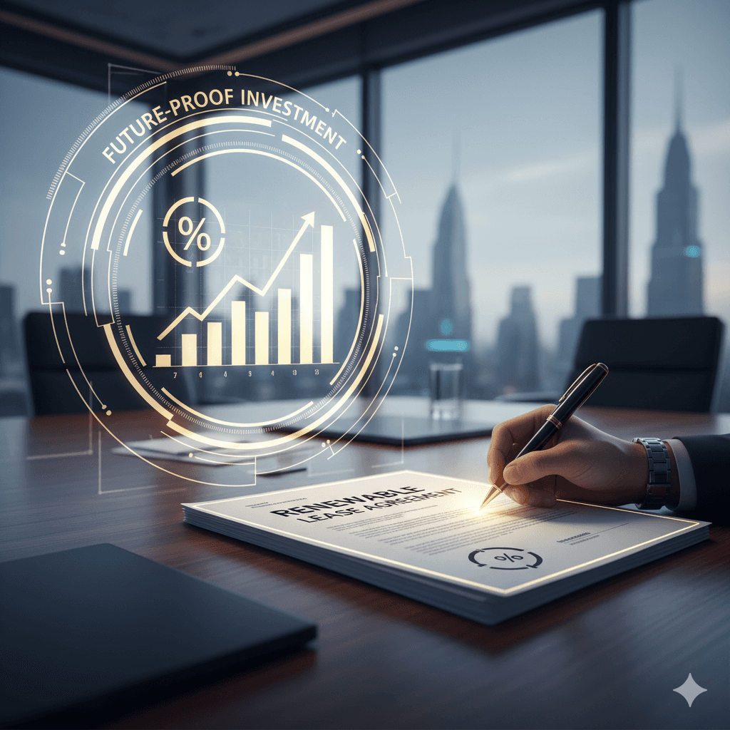 M3M investor signing renewable lease, showing guaranteed return growth.