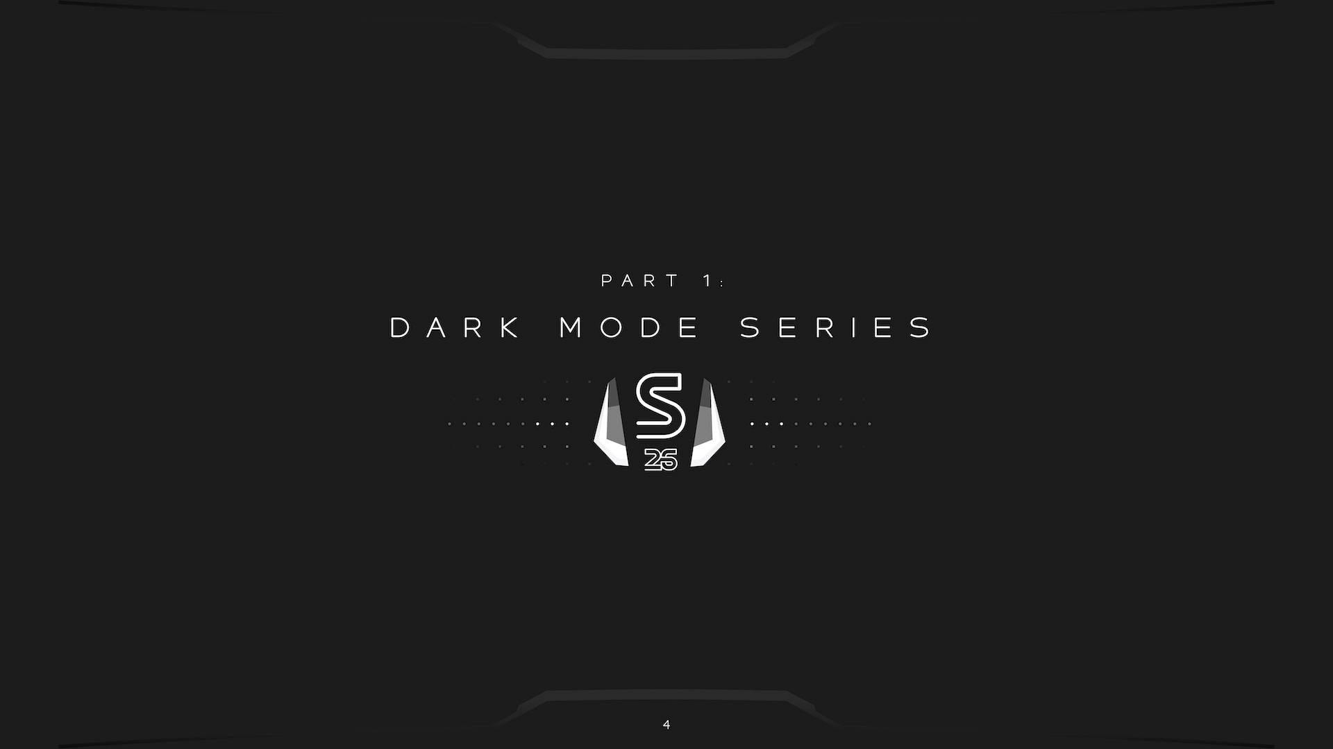 SGD.26 Part 1 Dark Mode Series title page featuring silver S25 logo mark on charcoal background for Spencer Dinwiddie brand