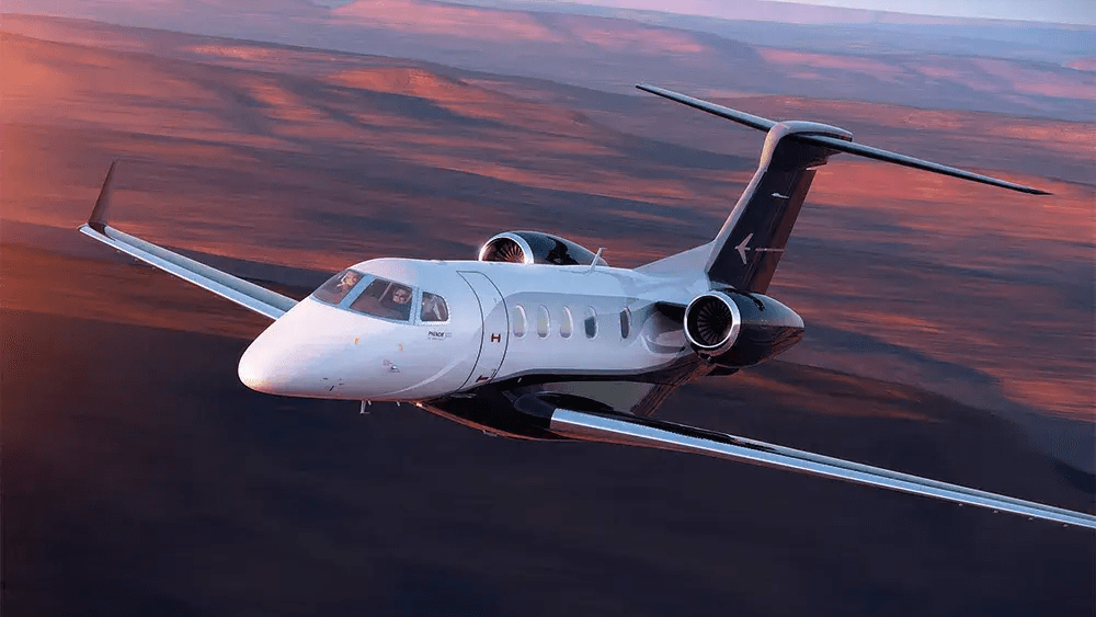 white jet flying