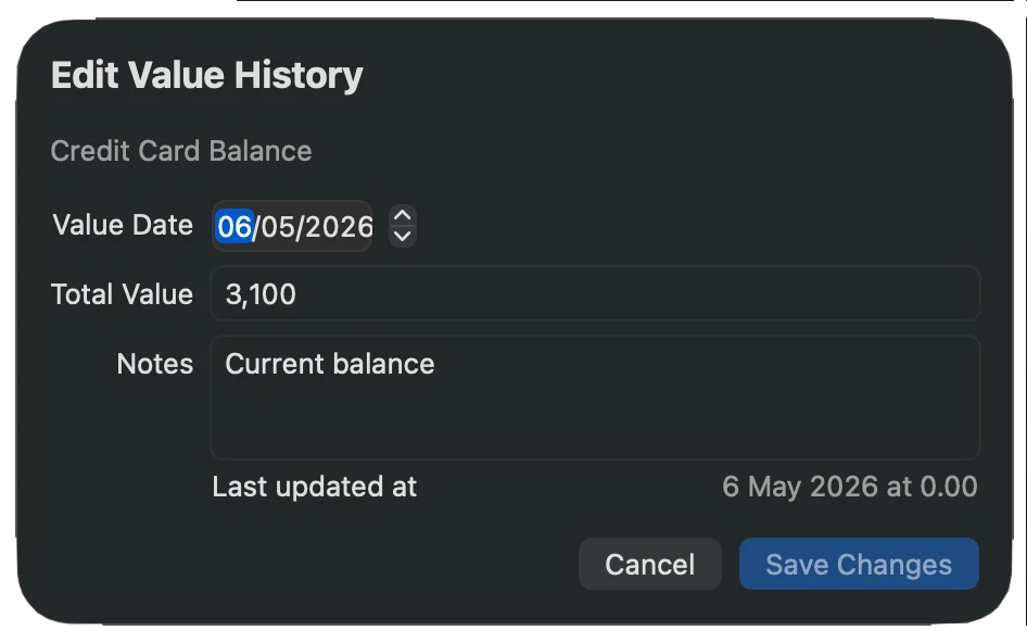 Edit Value History