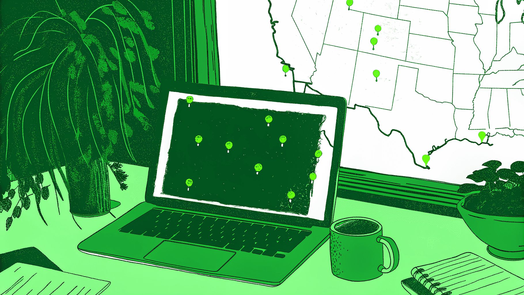 Laptop showing all-50-states unclaimed money scan map replacing a single PA Treasury search